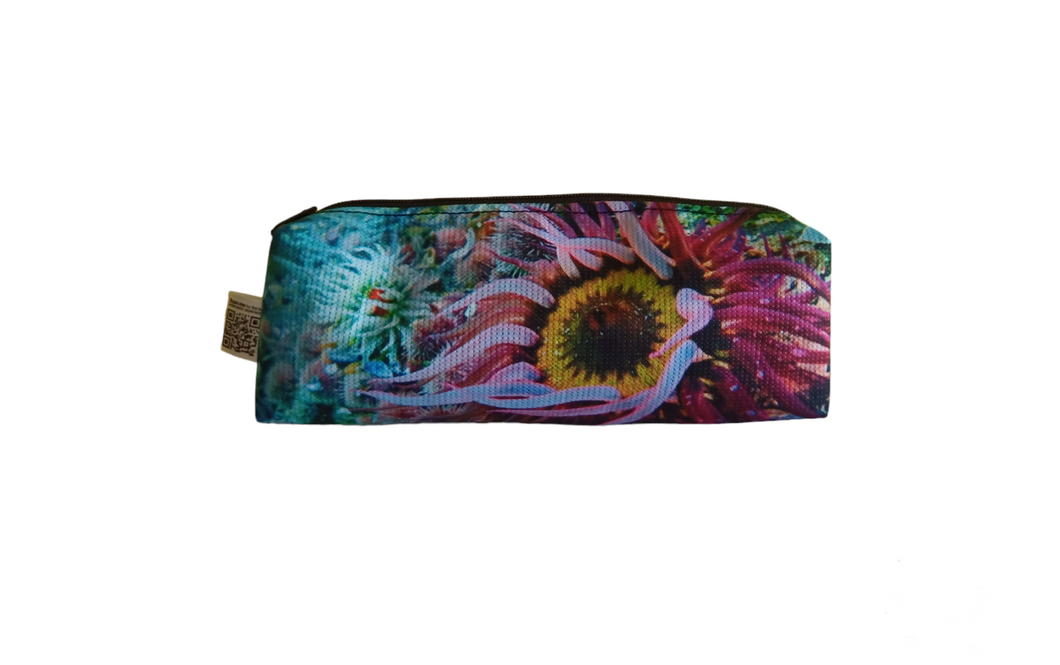 Pencil Zip Bag [sublimation print on recycled fabric made from plastic bottles] – PASSION FRUIT BLOOM