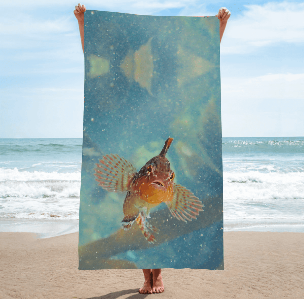 BEACH Towel [highly absorbent micro fibre fabric]  - Rockfish Rockstar Rocky 1