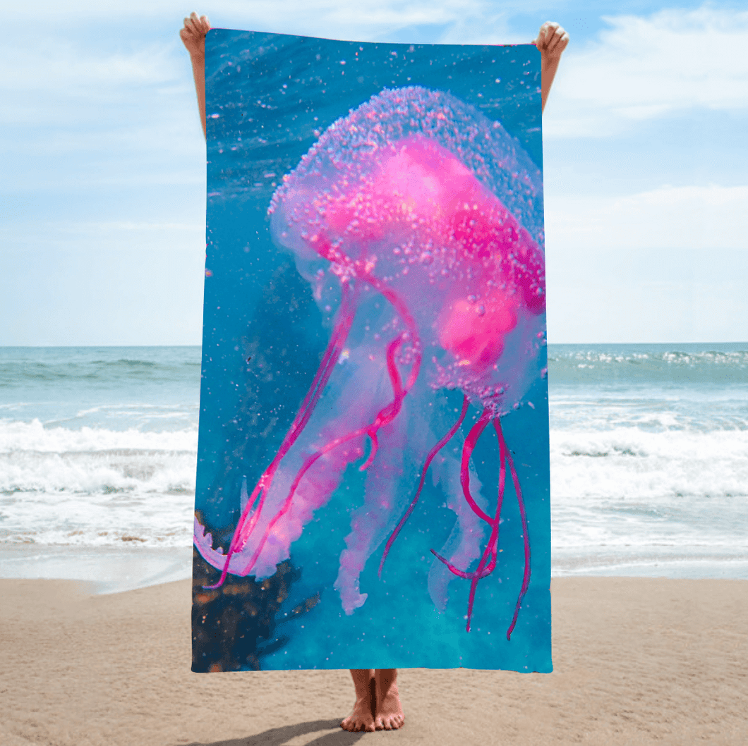 BEACH Towel [highly absorbent micro fibre fabric]  - Pink Jelly Ballerina 2